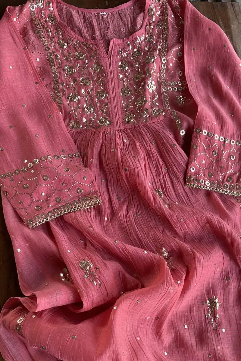 Mal Chanderi Mukaish Silk Dress