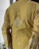 Soft Malmal Stripe Pattern Pearl Work Chikankari Kurta Set