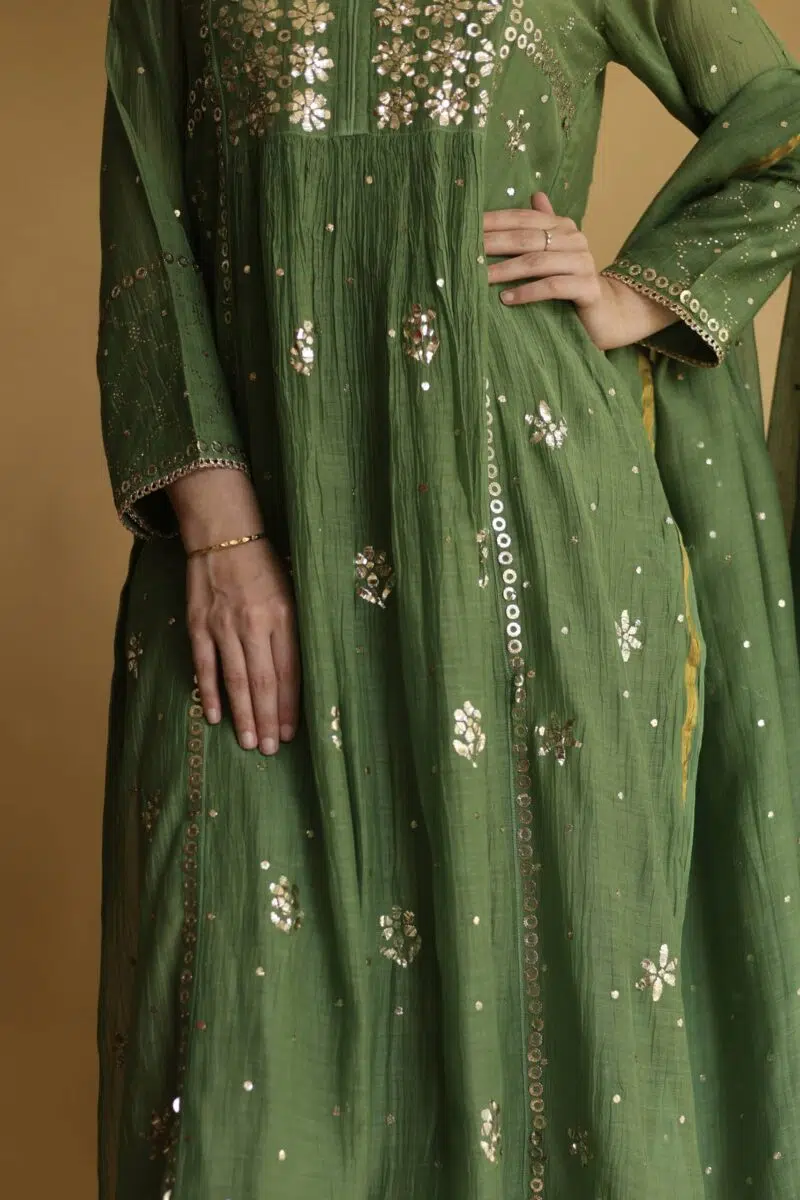 Mal Chanderi Mukaish Silk Dress