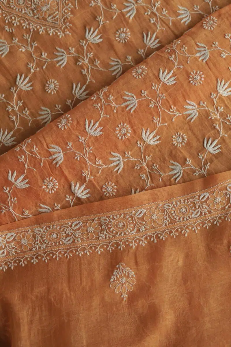 Malmal All Over Chikankari Mens Kurtas Fabrics