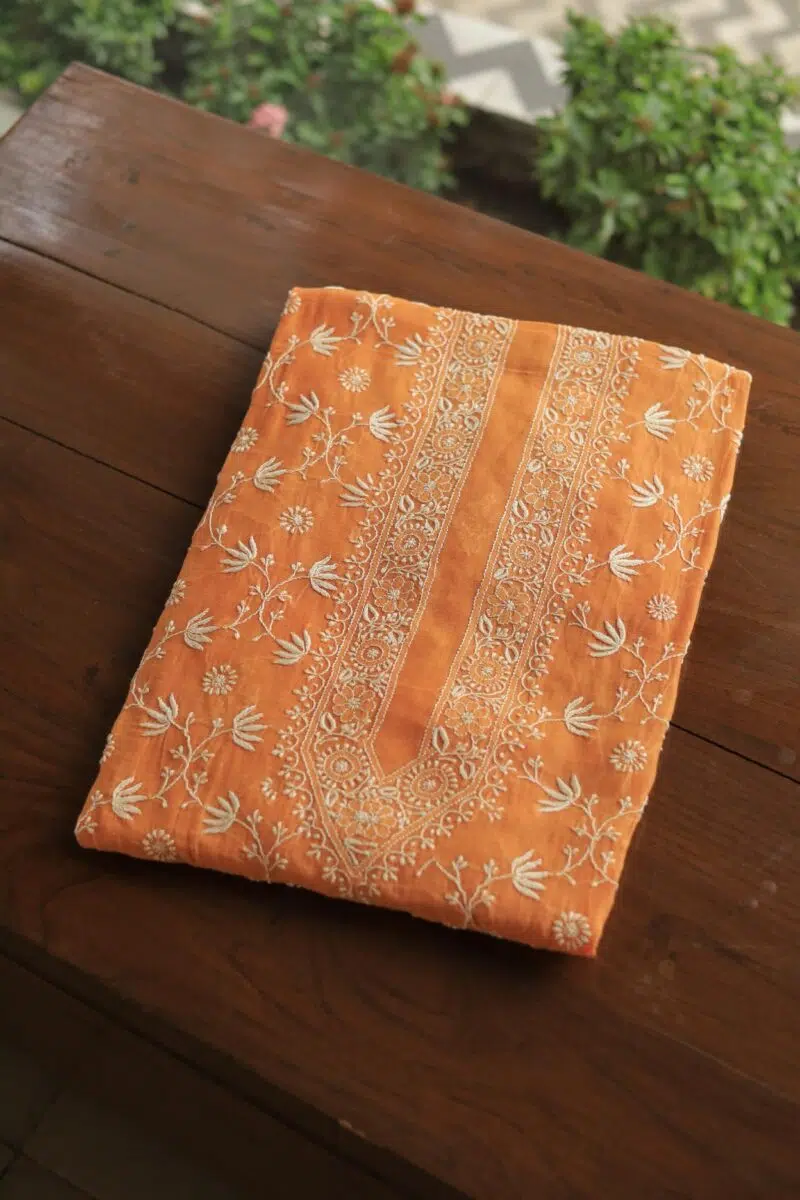 Malmal All Over Chikankari Mens Kurtas Fabrics