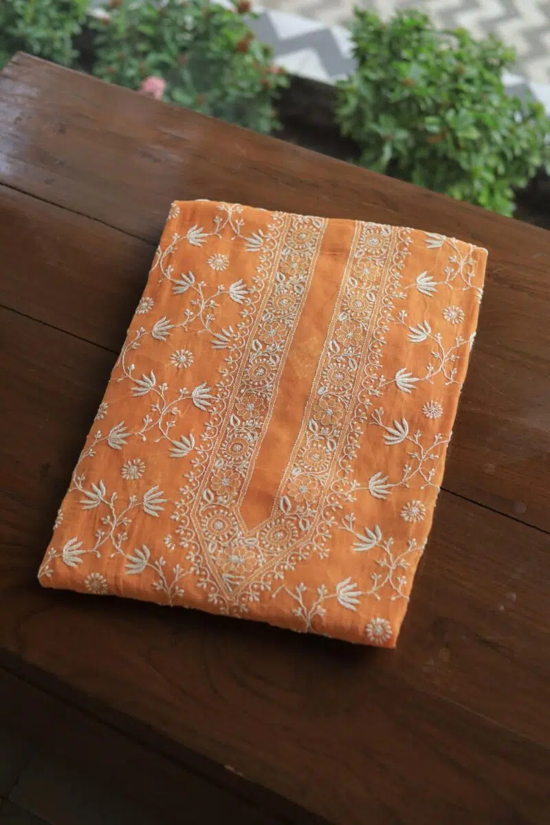 Malmal All Over Chikankari Mens Kurtas Fabrics