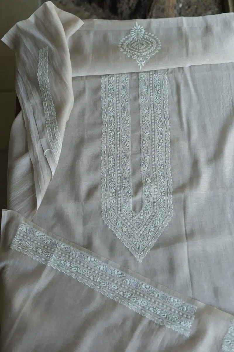 Malmal Chikankari Men's Kurtas Fabrics