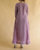 Opera Mauve Malmal Pearl Work Chikankari Anarkali With Dupatta