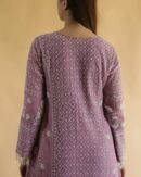 Opera Mauve Malmal Pearl Work Chikankari Anarkali With Dupatta