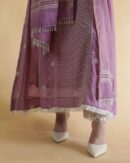 Opera Mauve Malmal Pearl Work Chikankari Anarkali With Dupatta