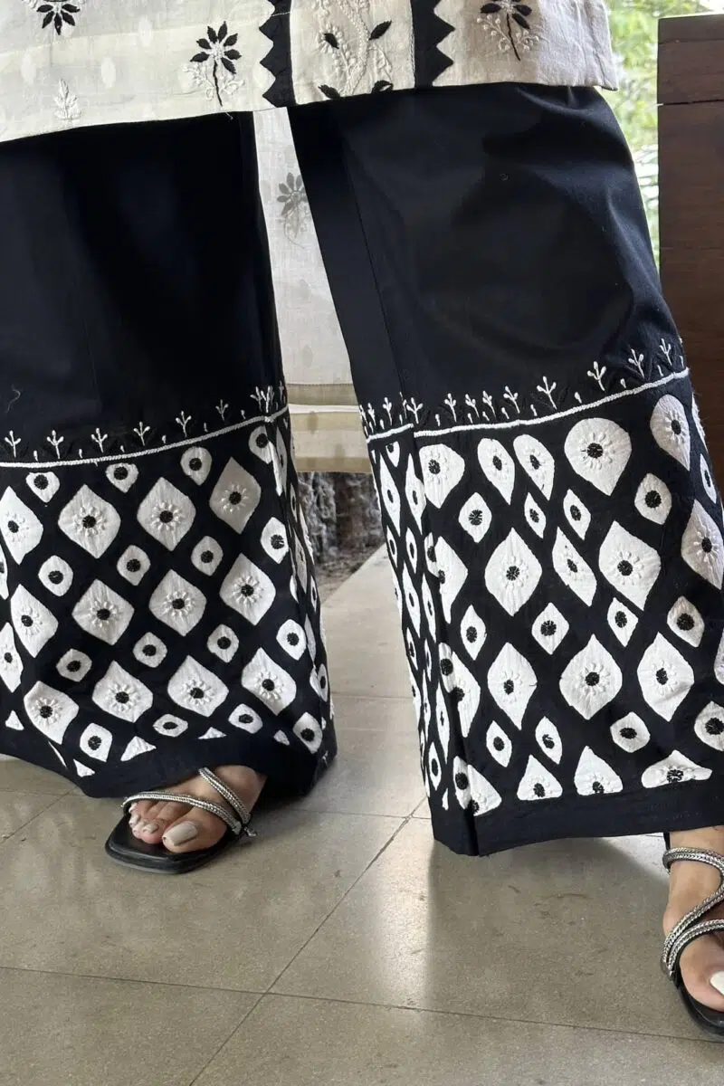 Black & White Daraz Chikankari Palazzo Pants