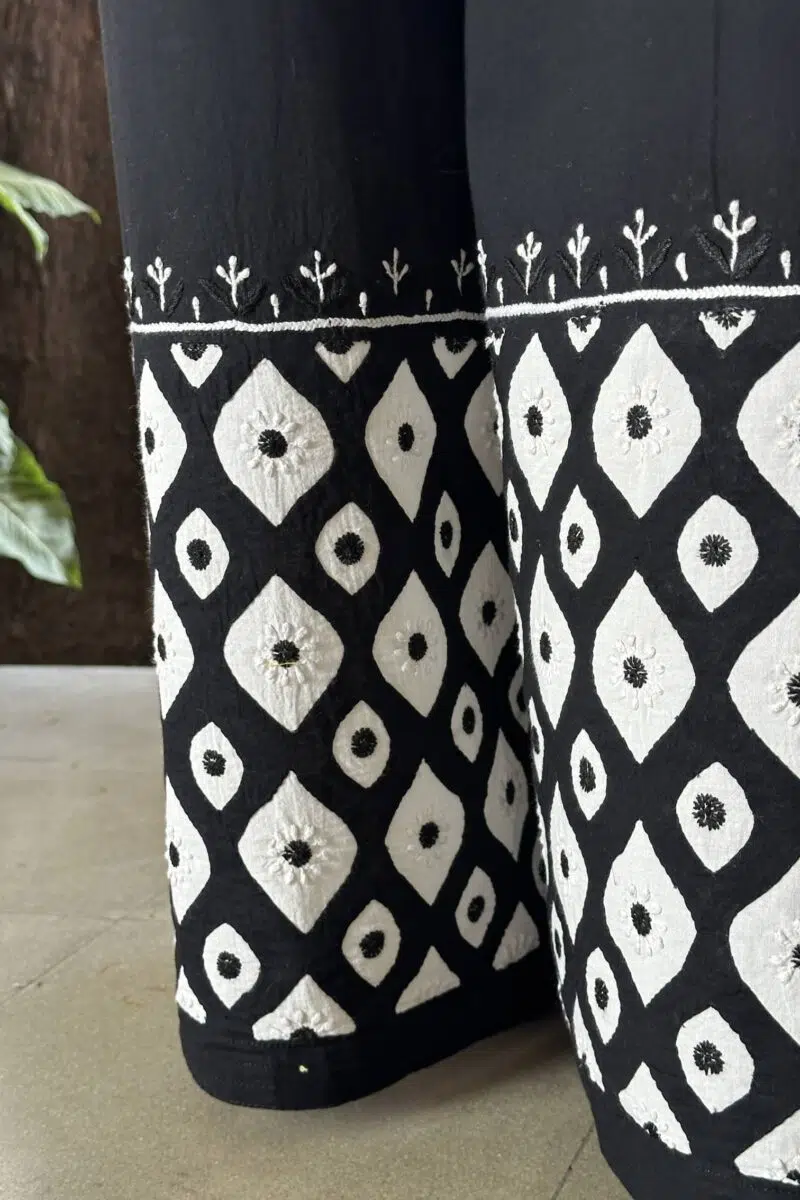 Black & White Daraz Chikankari Palazzo Pants