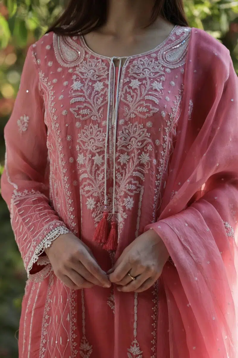 Noor Organza Chikankari Anarkali