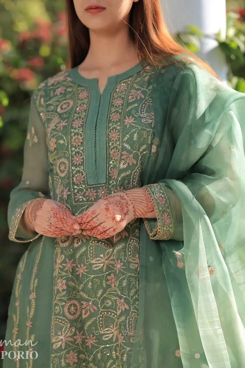 Noor Organza Chikankari Anarkali