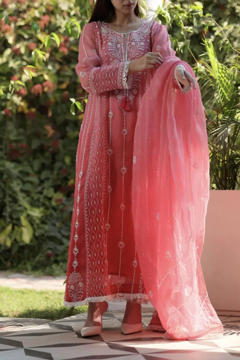 Noor Organza Chikankari Anarkali