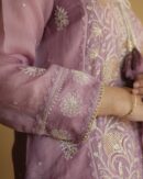Noor Organza Silk Chikankari Straight Cut Kurta Dupatta Set