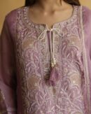 Noor Organza Silk Chikankari Straight Cut Kurta Dupatta Set