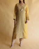 Noor Organza Silk Chikankari Straight Cut Kurta Dupatta Set