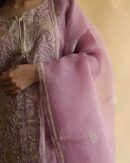 Noor Organza Silk Chikankari Straight Cut Kurta Dupatta Set