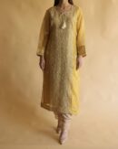 Noor Organza Silk Chikankari Straight Cut Kurta Dupatta Set