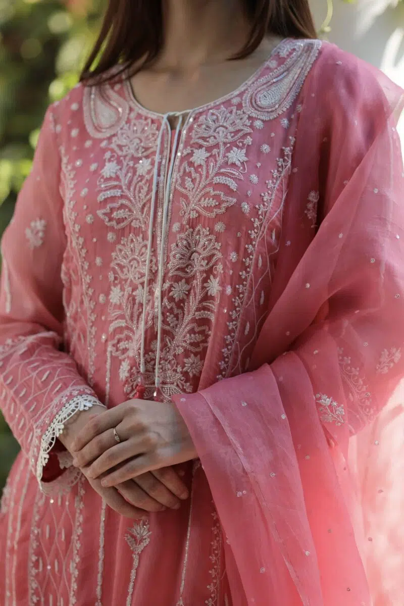 Noor Organza Chikankari Anarkali
