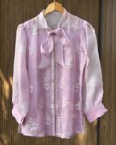 Noor Floral Organza Chikankari Bow-Tie Short Tops