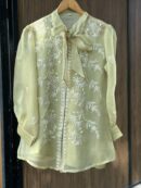 Noor Floral Organza Chikankari Bow-Tie Short Tops