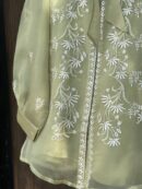 Noor Floral Organza Chikankari Bow-Tie Short Tops