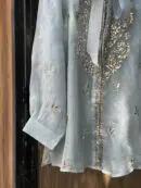 Noor Floral Organza Mukaish Bow-Tie Tops