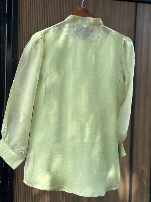 Noor Floral Organza Chikankari Bow-Tie Short Tops - Image 5