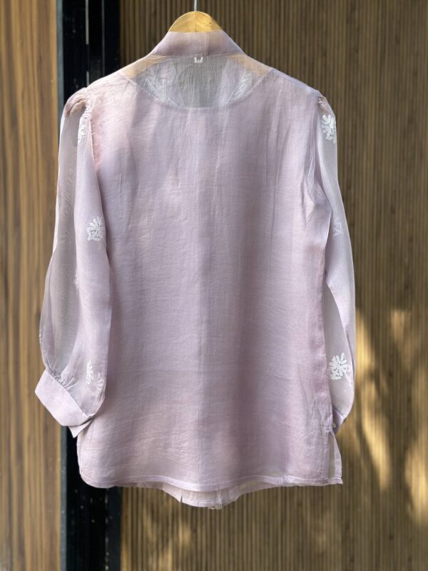 Noor Floral Organza Chikankari Bow-Tie Short Tops - Image 6