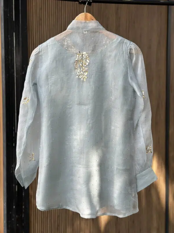 Noor Floral Organza Mukaish Bow-Tie Tops - Image 6