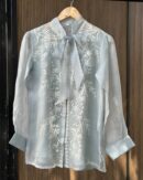 Noor Floral Organza Chikankari Bow-Tie Short Tops