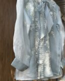 Noor Floral Organza Chikankari Bow-Tie Short Tops