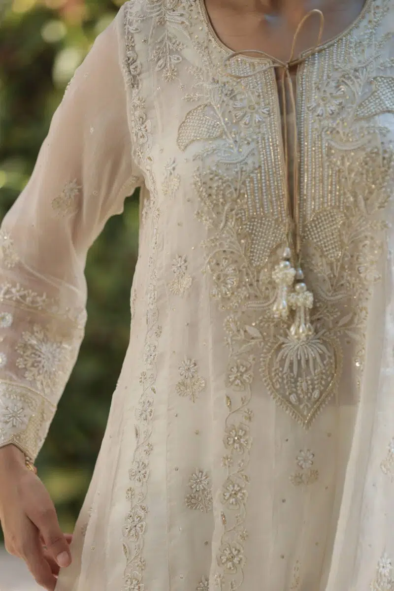 Noor White Chikankari Anarkali