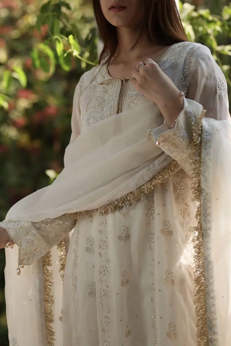 Noor White Chikankari Anarkali