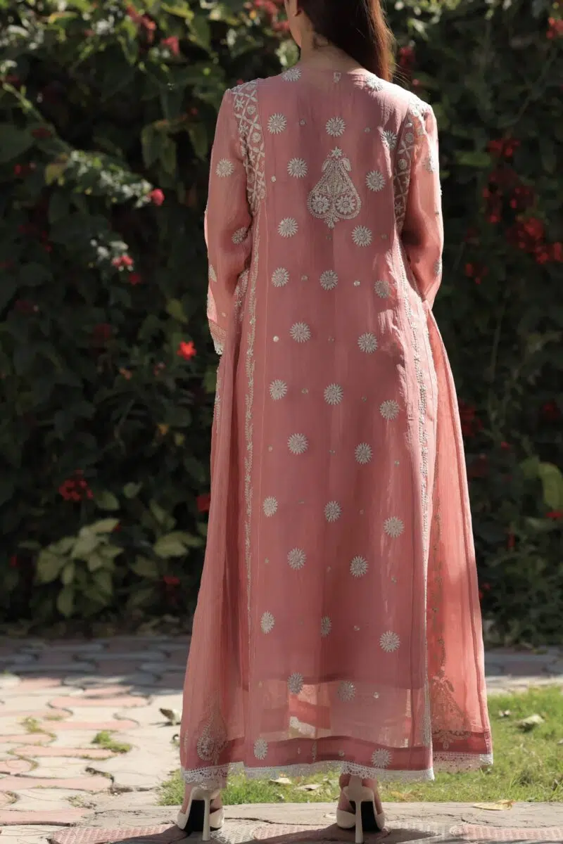 Pink | Organza Chikankari Anarkali