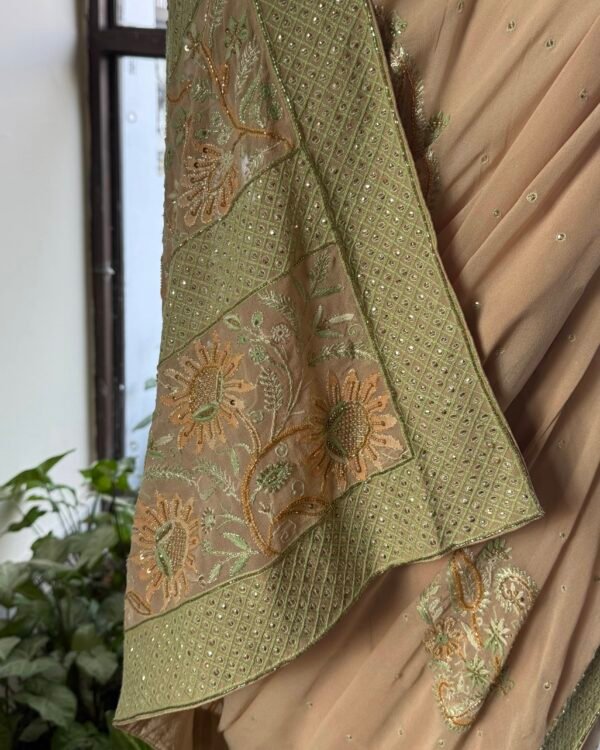 Pure Georgette Fine Chikankari Saree - Image 3
