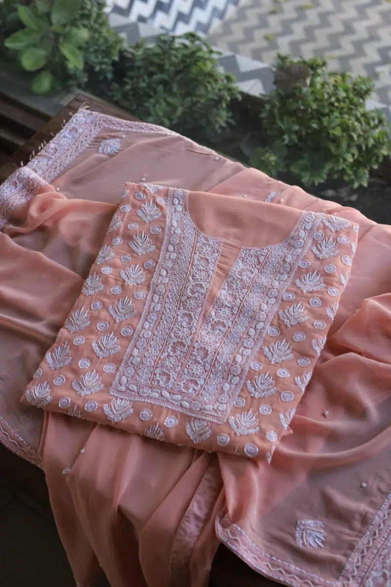 Pure Georgette Front Sequins Fabric
