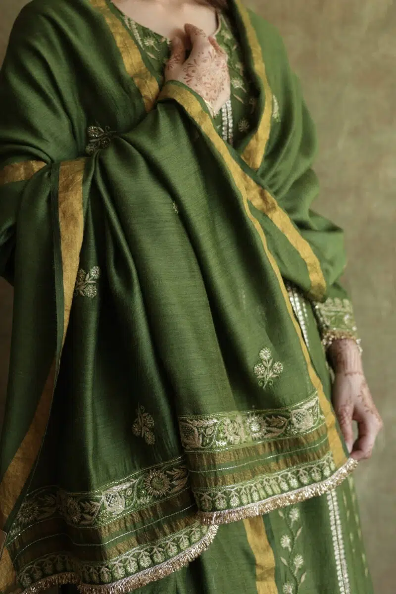 Roheen Moonga Silk Chikankari Anarkali