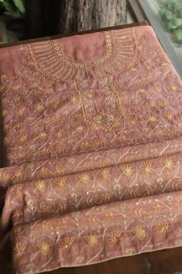 Roheen Tissue Silk Chikankari Fabrics - Image 2