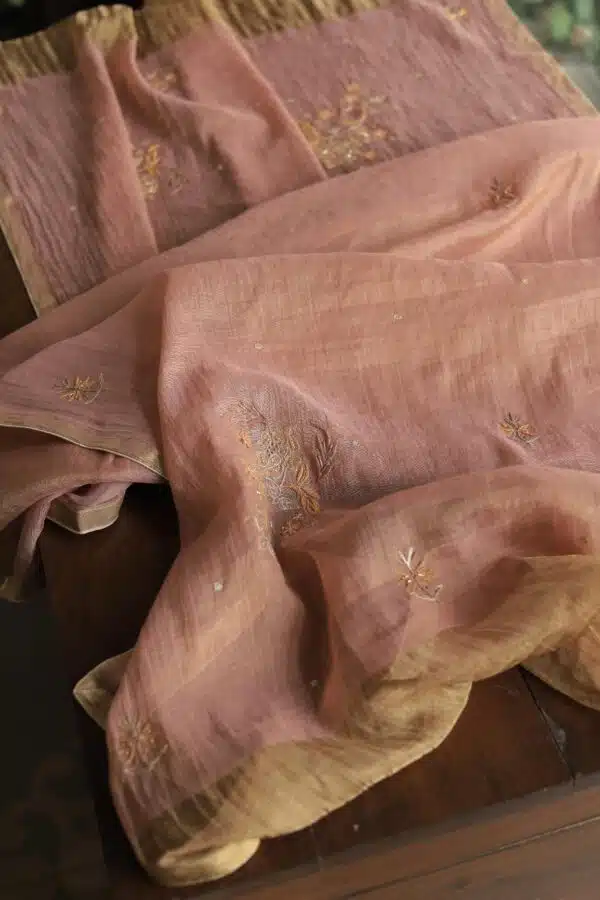Roheen Tissue Silk Chikankari Fabrics - Image 7