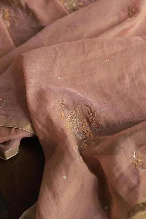 Roheen Tissue Silk Chikankari Fabrics - Image 8