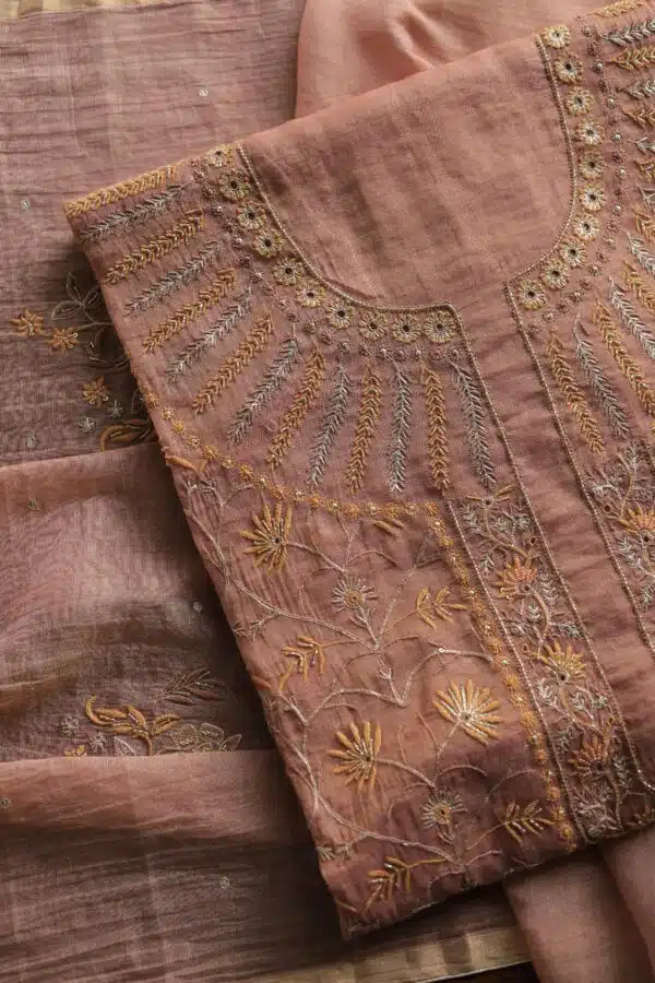 Roheen Tissue Silk Chikankari Fabrics - Image 10