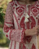 Rose Taupe Malmal Pearl Work Chikankari Anarkali With Dupatta