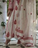 Rose Taupe Malmal Pearl Work Chikankari Anarkali With Dupatta