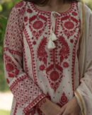 Rose Taupe Malmal Pearl Work Chikankari Anarkali With Dupatta