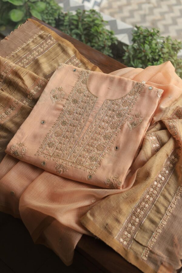 Silk Kota Chikankari fabric - Image 4
