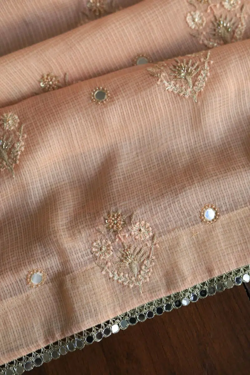Silk Kota Chikankari fabric