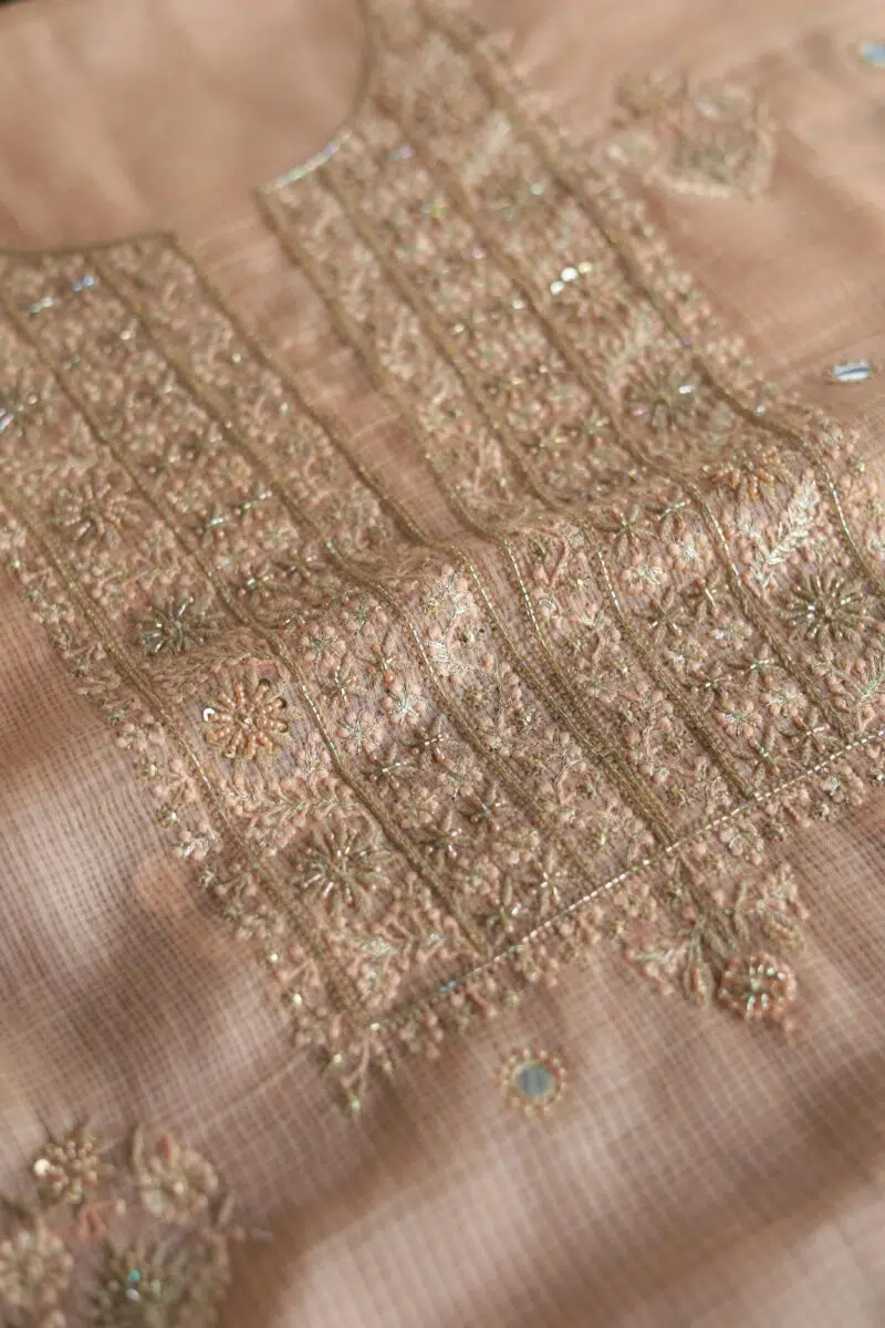 Silk Kota Chikankari fabric