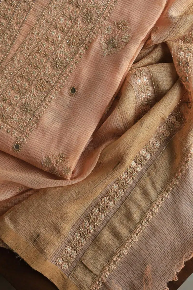 Silk Kota Chikankari fabric