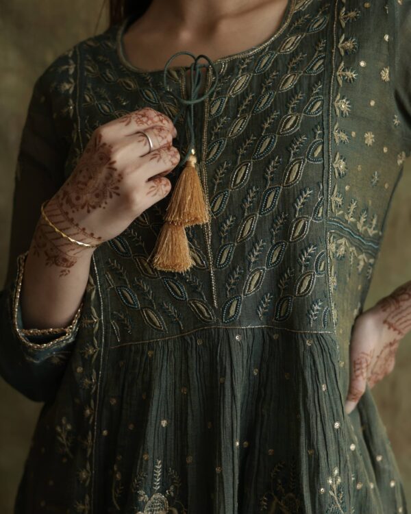 Tissue Silk Chikankari Bhopali Kurta Set - Image 7