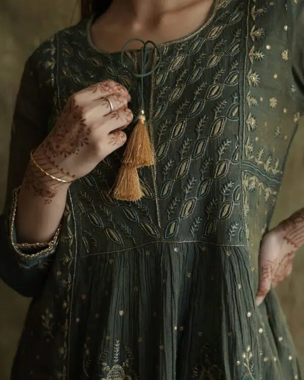 Tissue Silk Chikankari Bhopali Kurta Set - Image 7