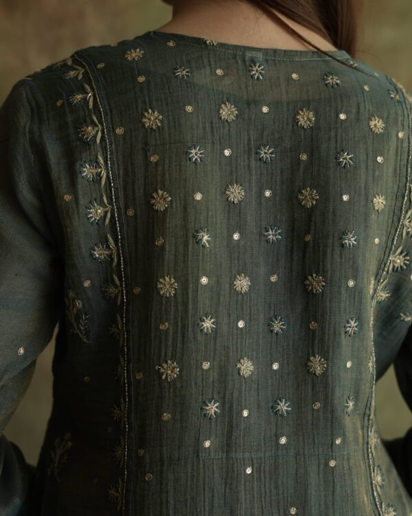 Tissue Silk Chikankari Bhopali Kurta Set - Image 11